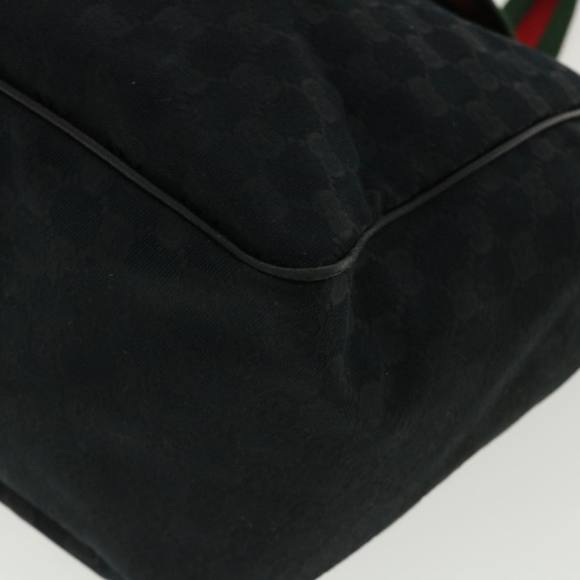 GUCCI GG Canvas Web Sherry Line Hand Bag Black Red Green 161836 Auth 36566 - Picture 15 of 16